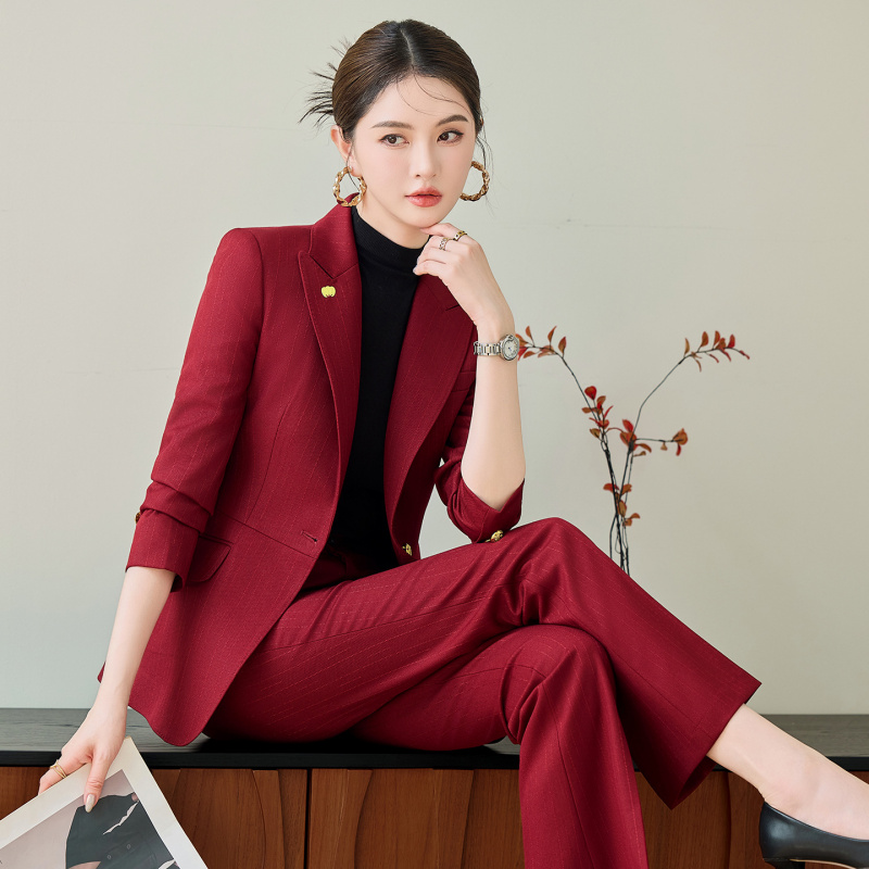 Women Formal Wear Business - Red Suit Set for Women, Autumn