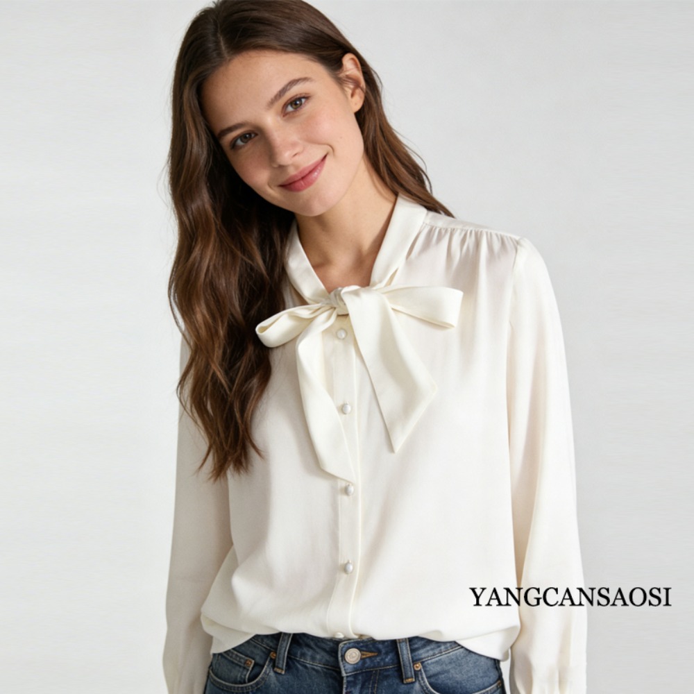 2026 Women's Fashion Spring Ne - Silk Blouse Button recension och pris