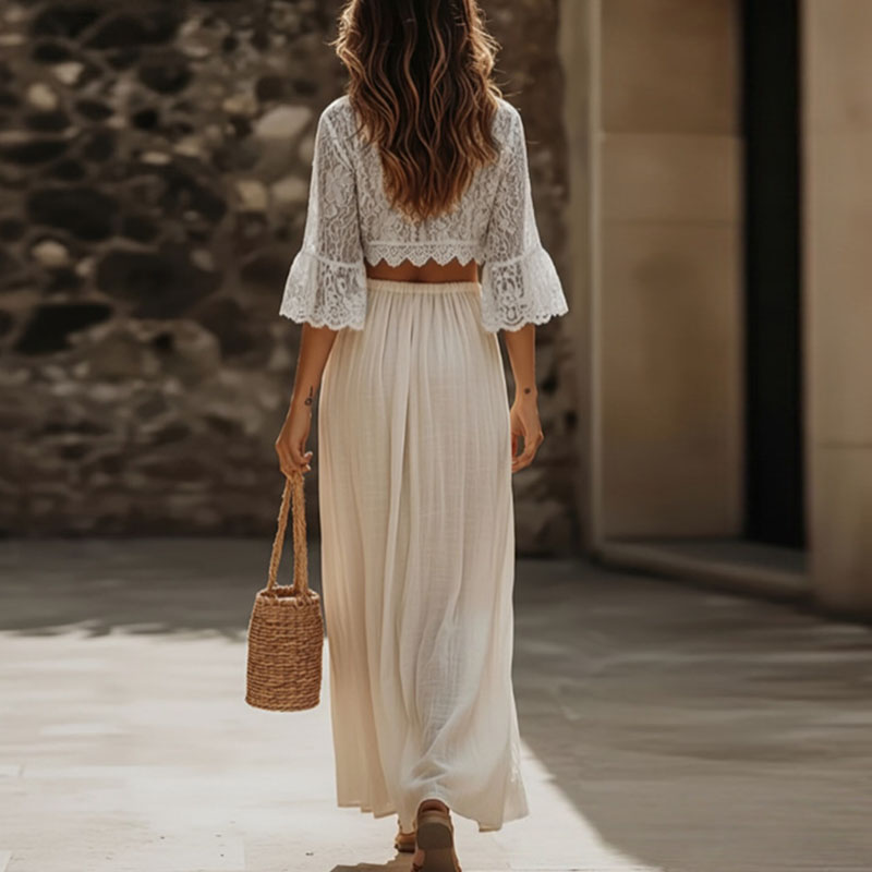 Womens Bohemian Lace Two Piece - Women Formal Wear Set recension och pris