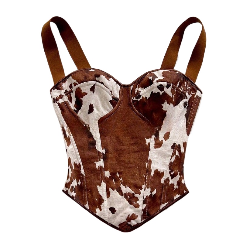 Women Cow Print Lace Up Corset - Shift Dress Sleeveless recension och pris