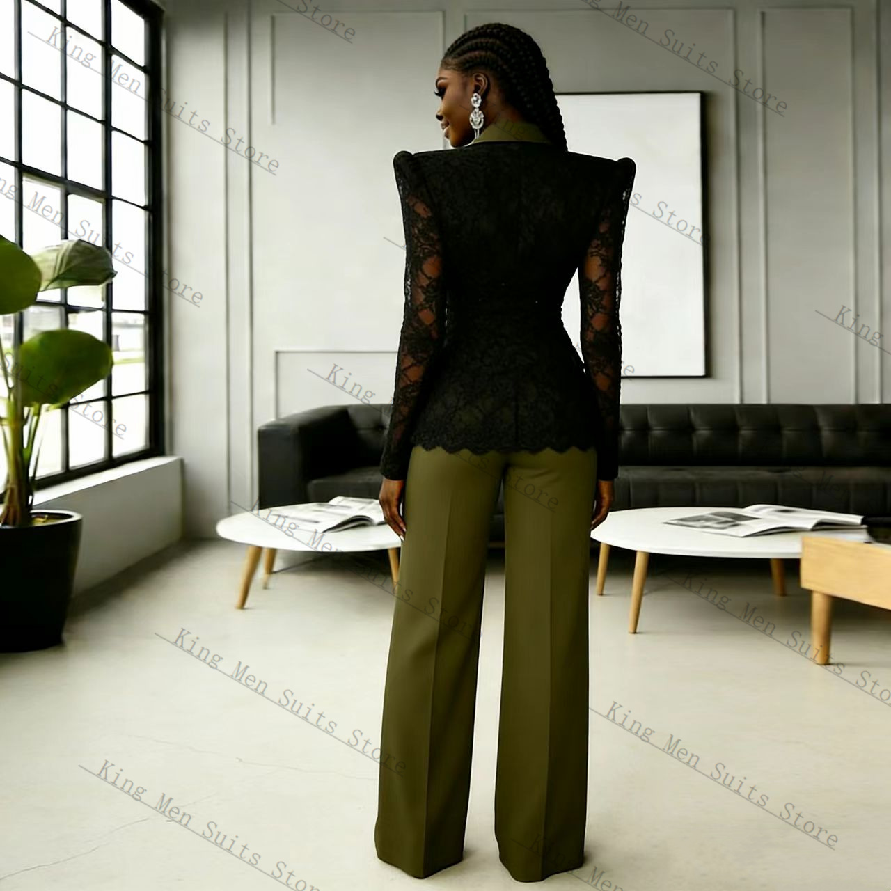 Green Black Lace Women Suit Se - Women'S Formal Wear For A Wedding Guest recension och pris