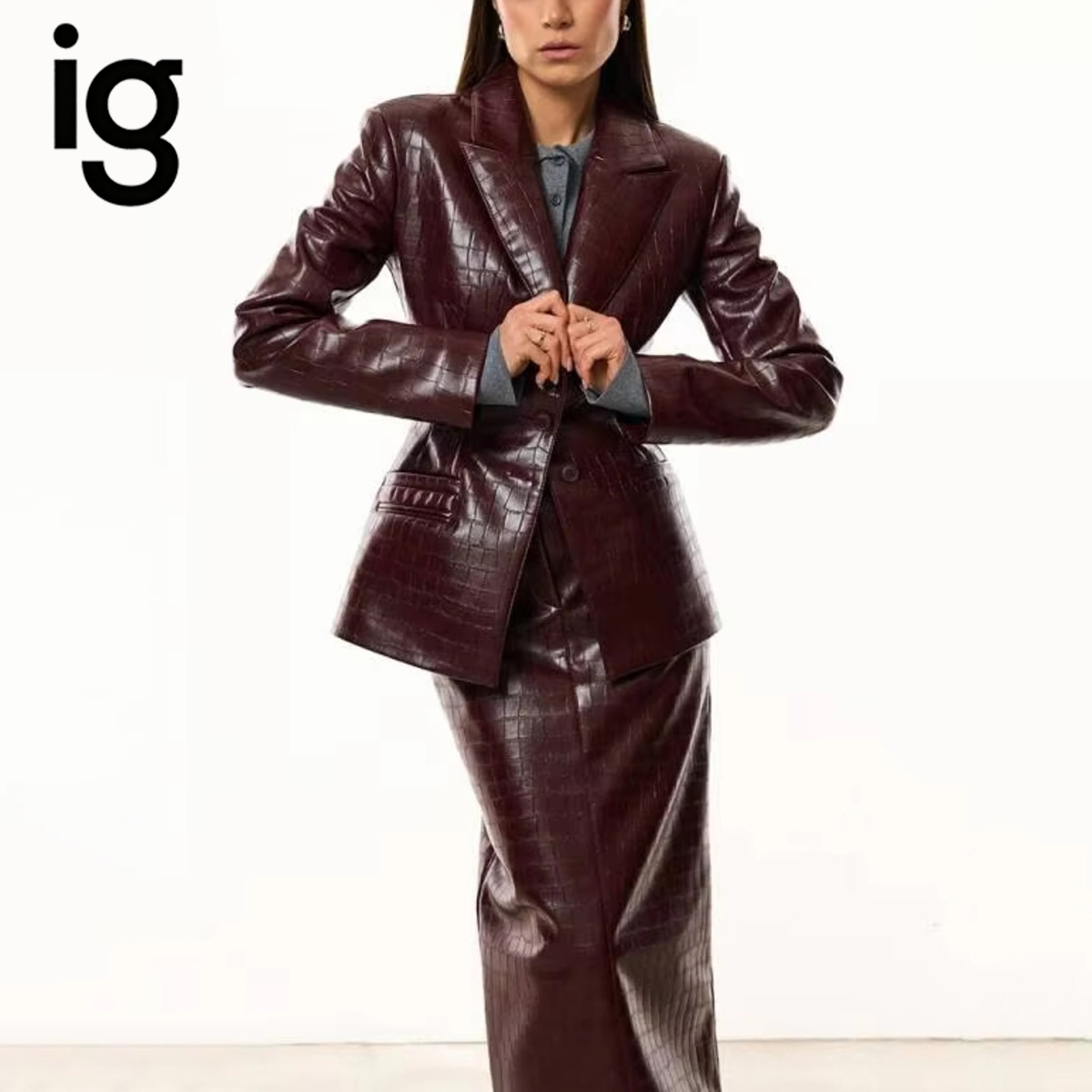 IG Women Burgundy Croc Faux Le - Women Formal Wear Set recension och pris
