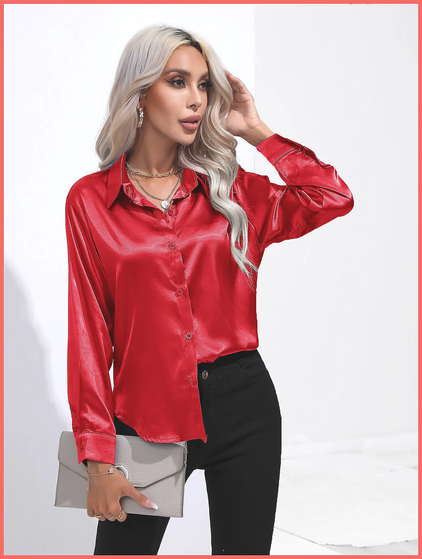 2025 Spring Summer Satin Shirt - Silk Blouse Button recension och pris