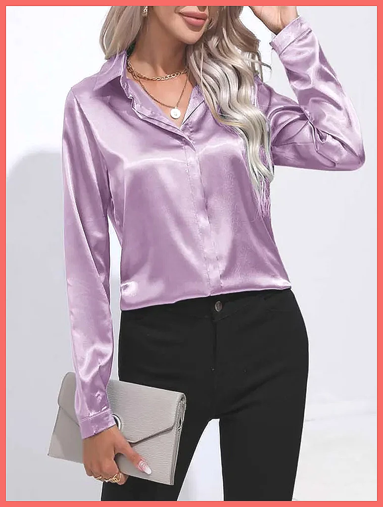 2025 Spring Summer Satin Shirt - Silk Blouse Button recension och pris