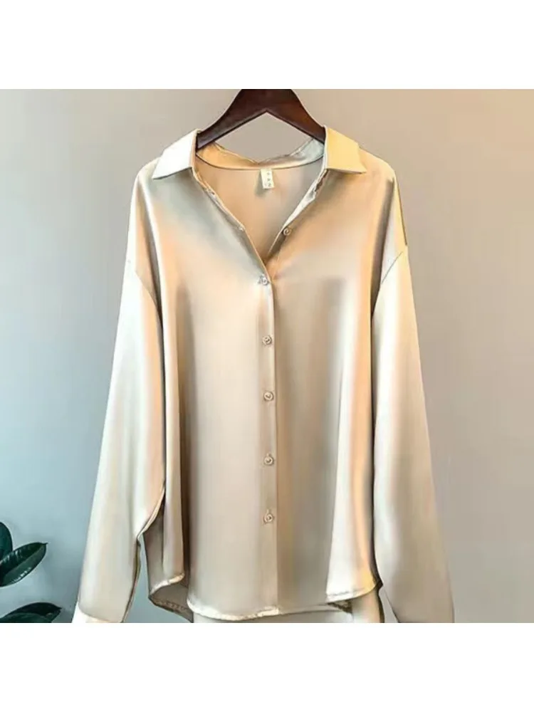 Plus Size Casual Women Silk Sh - Silk Blouse Button recension och pris