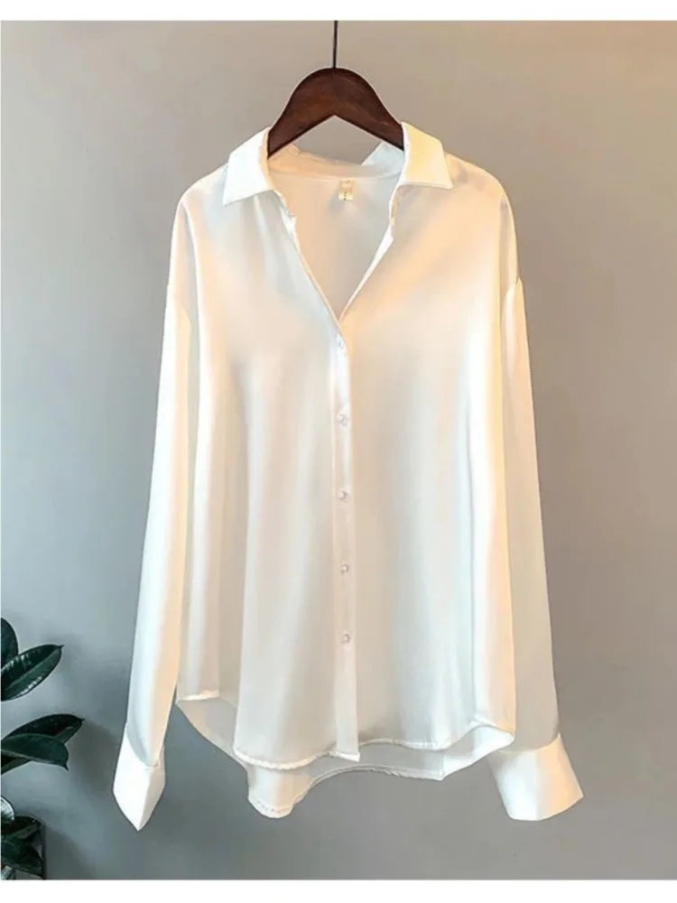 Plus Size Casual Women Silk Sh - Silk Blouse Button recension och pris