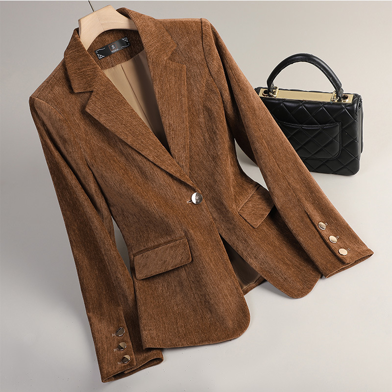 Yellow Gold Velvet Blazer Wome - Women Formal Wear Business recension och pris