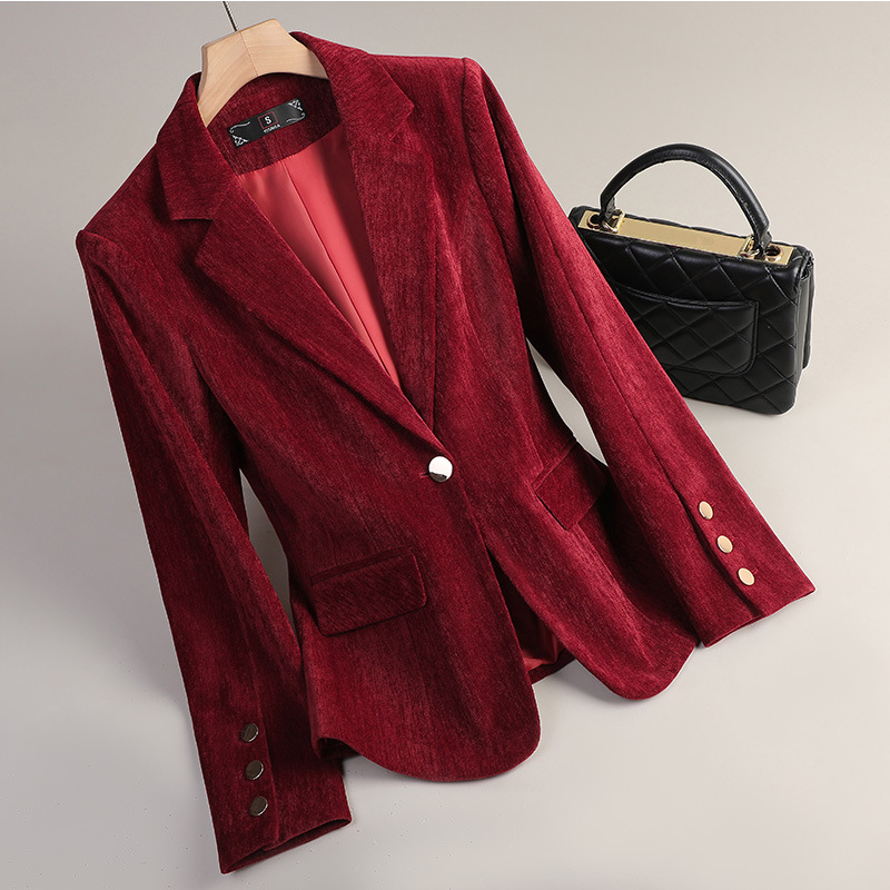 Yellow Gold Velvet Blazer Wome - Women Formal Wear Business recension och pris