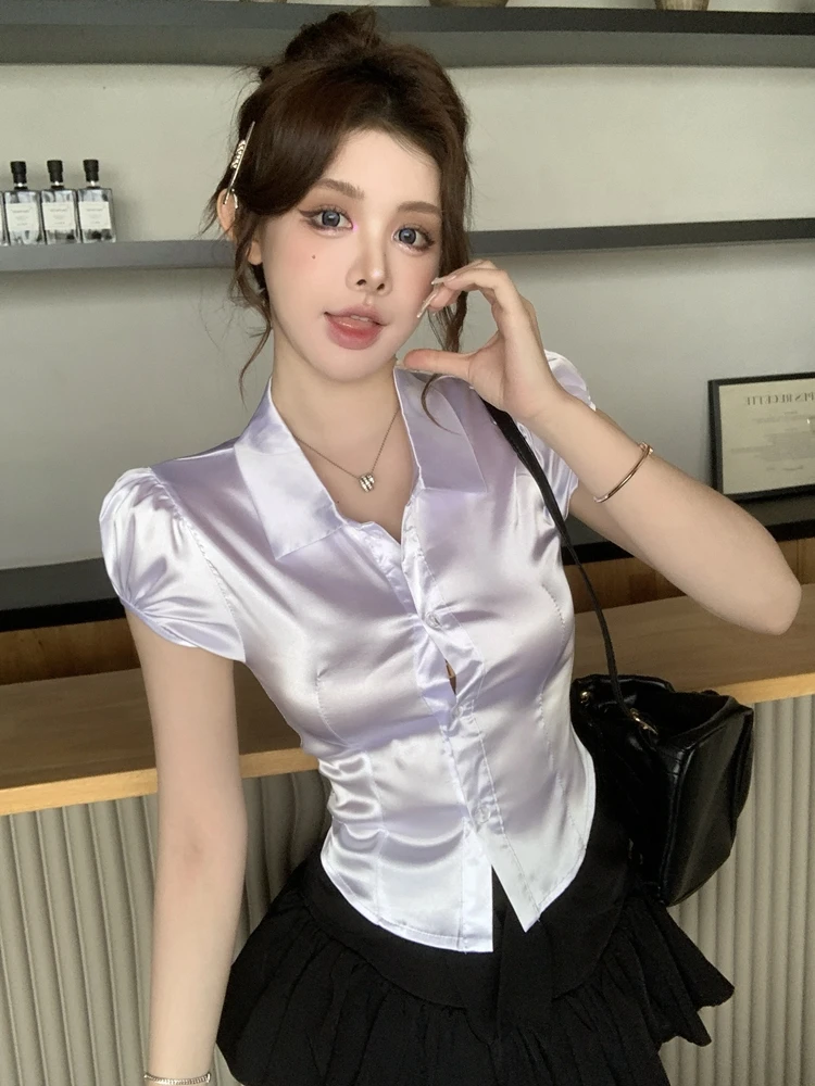Summer Sexy Silk Shirts Women  - Silk Blouse Button recension och pris