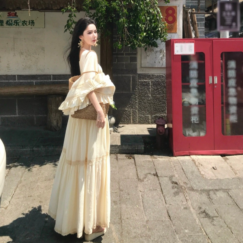 New Elegant Square Neck Trumpe - Vintage Women'S Formal Wear recension och pris