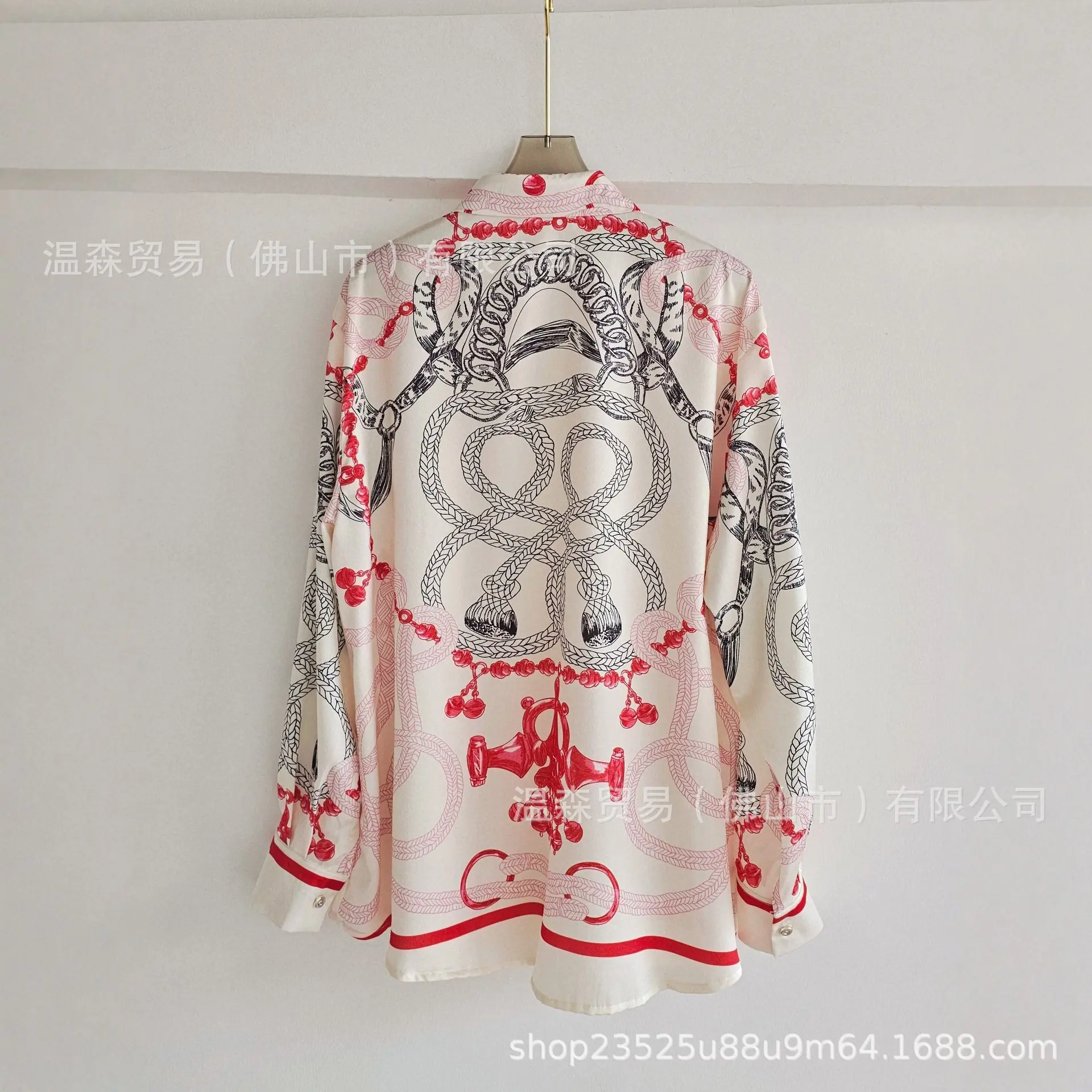 Baroque French Designer Printe - Silk Blouse Button recension och pris