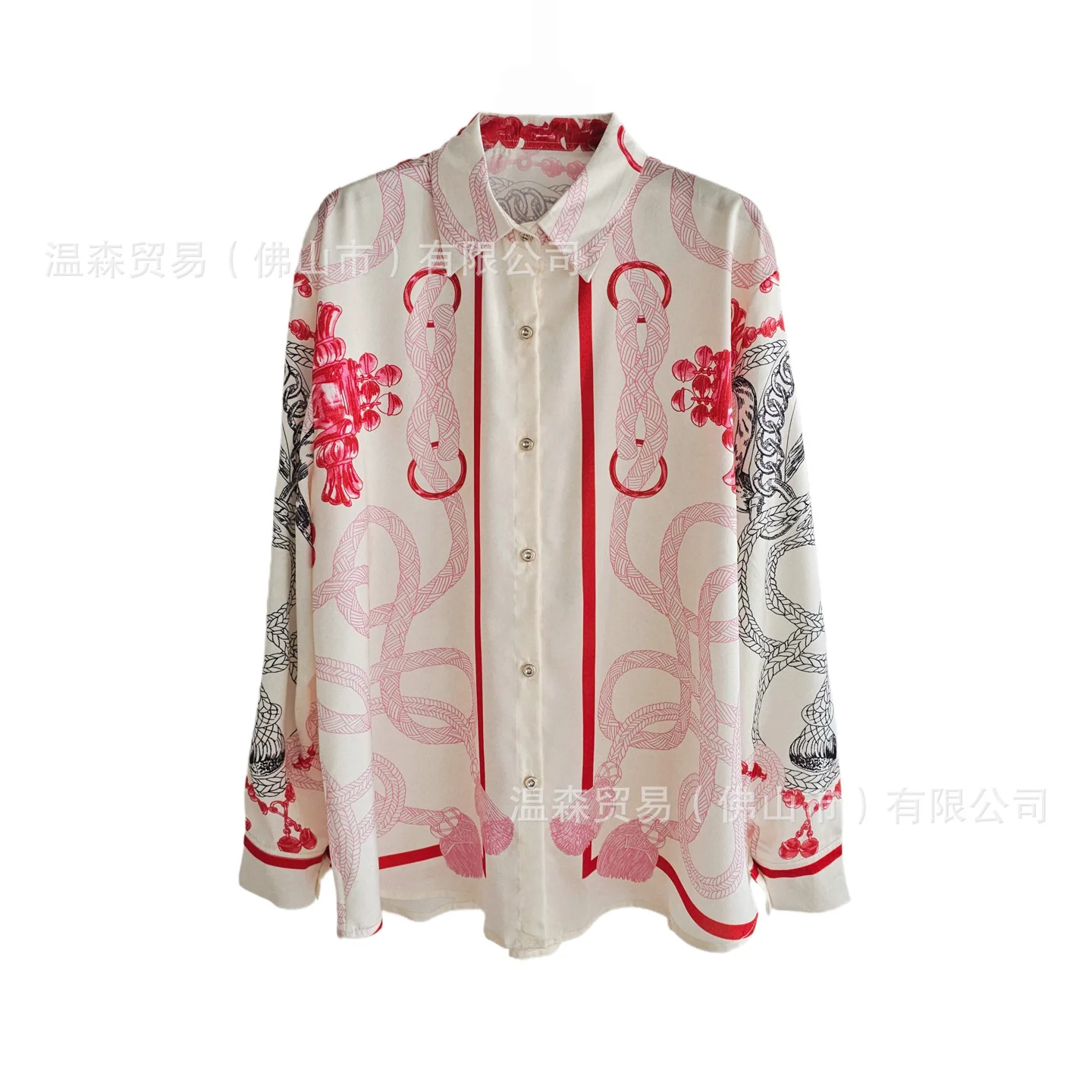 Baroque French Designer Printe - Silk Blouse Button recension och pris