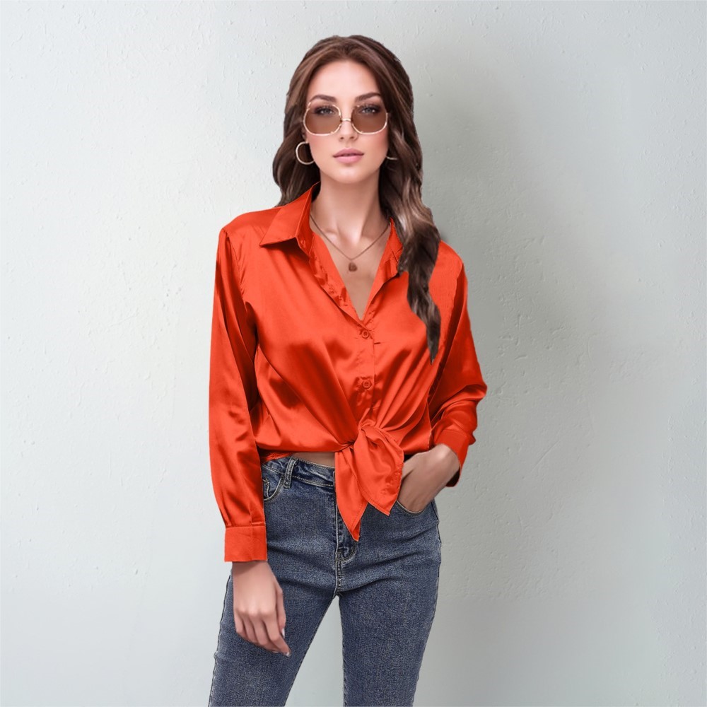 Spring Satin Shirt Women Loose - Silk Blouse Button recension och pris