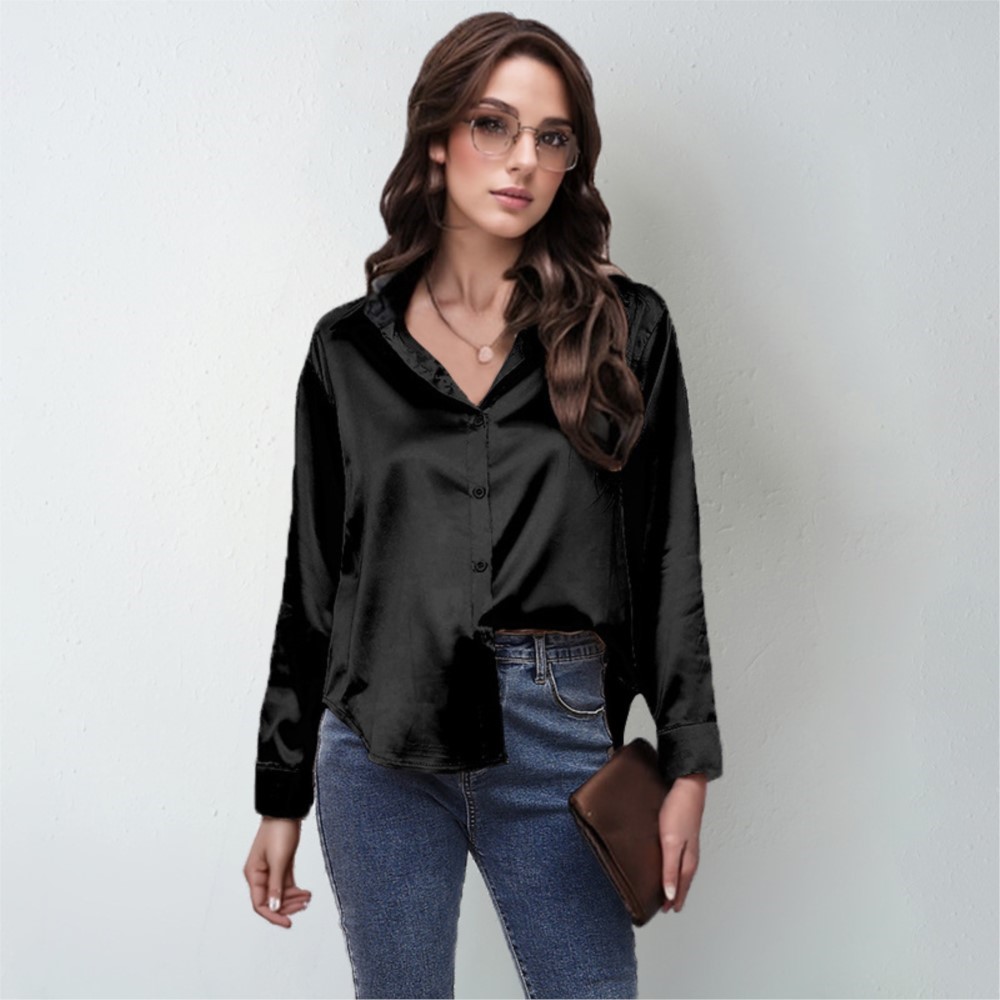 Spring Satin Shirt Women Loose - Silk Blouse Button recension och pris