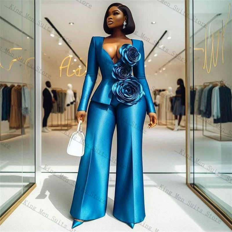 Blue Satin Women Suit Set 2 Pc - Women'S Formal Wear For A Wedding Guest recension och pris