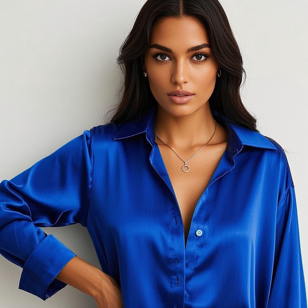 Korean Office Lady Trend Casua - Silk Blouse Button recension och pris
